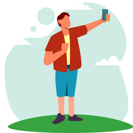 Homme prenant un selfie  Illustration