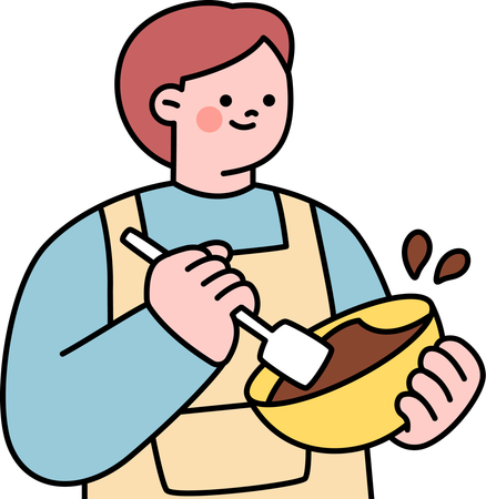 Homme préparant une pâte au chocolat  Illustration