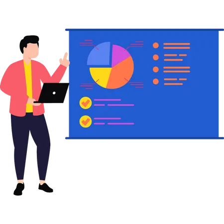 Homme présentant un graphique d'analyse  Illustration