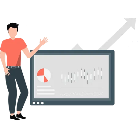 Homme présentant la surveillance analytique  Illustration