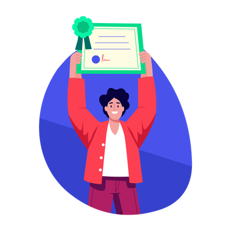 Homme montrant un certificat  Illustration