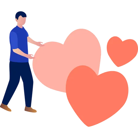 Homme présentant un coeur d'amour  Illustration