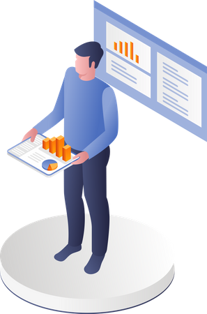 Homme présentant un graphique  Illustration