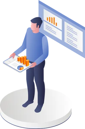 Homme présentant un graphique  Illustration
