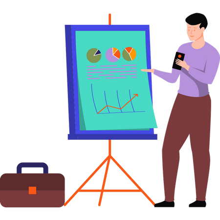 Homme présentant un rapport d'analyse  Illustration