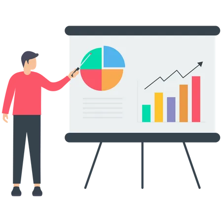 Homme présentant le rapport d'analyse commerciale  Illustration