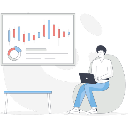Homme présentant un tableau financier  Illustration