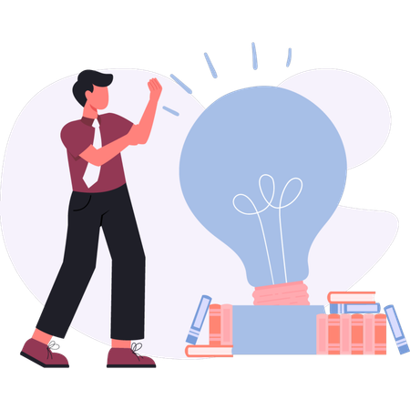 Un homme montre une idée d'apprentissage en ligne  Illustration