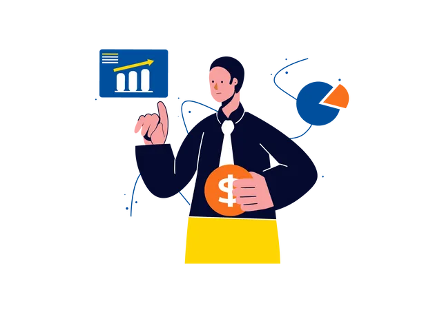 Homme présentant la croissance des ventes  Illustration