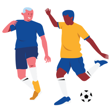 Homme appuyant sur le football  Illustration