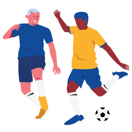 Homme appuyant sur le football  Illustration