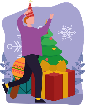 Homme appréciant la célébration de Noël  Illustration