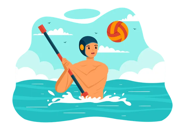 Homme appréciant le sport de water-polo  Illustration