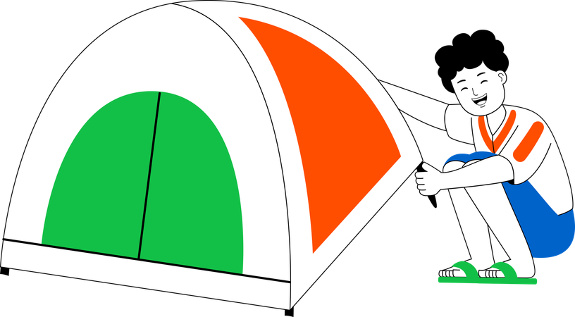 L'homme aime le camping  Illustration