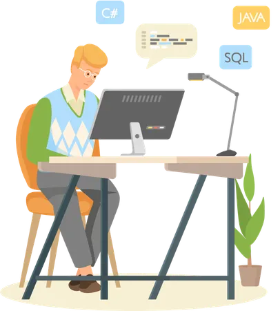 Programmeur travaillant sur la conception Web  Illustration