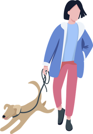Homme qui marche avec un chien  Illustration