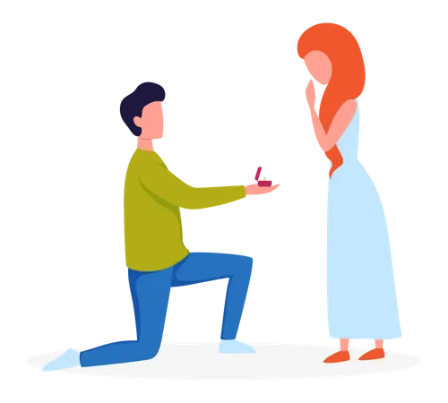 Homme proposant à une femme  Illustration