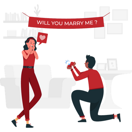 Homme proposant sa petite amie  Illustration