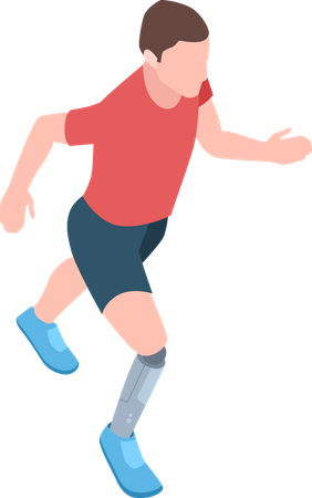 Homme qui court avec une jambe prothétique  Illustration