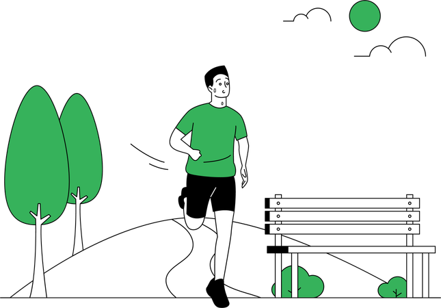 Homme qui court dans le parc  Illustration