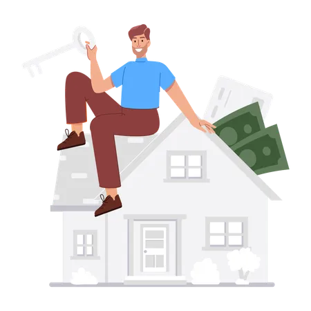 Homme faisant un investissement immobilier  Illustration