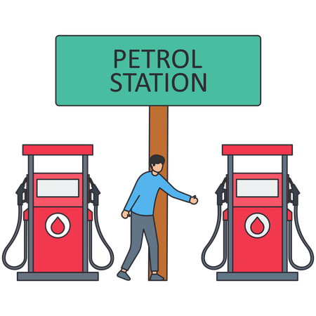 Un homme distribue du pétrole  Illustration