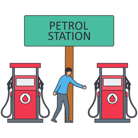 Un homme distribue du pétrole  Illustration