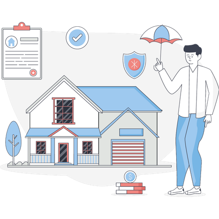 Homme assurant la protection de la maison  Illustration