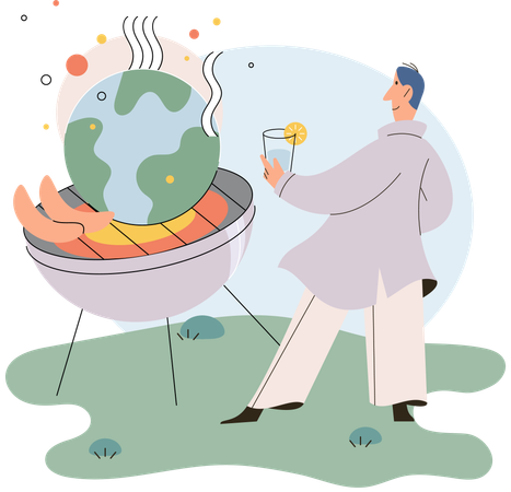 Un homme parle du réchauffement climatique  Illustration