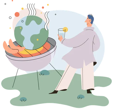 Un homme parle du réchauffement climatique  Illustration