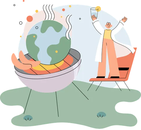 Un homme parle du réchauffement climatique  Illustration