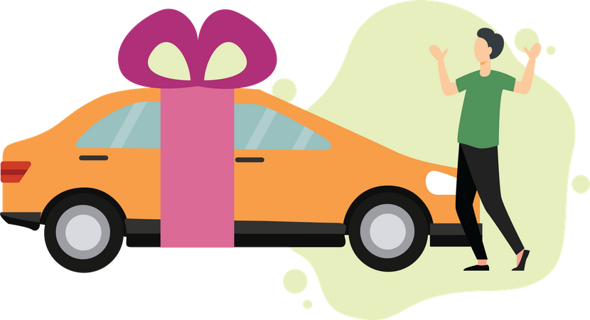 Homme recevant une voiture en cadeau  Illustration