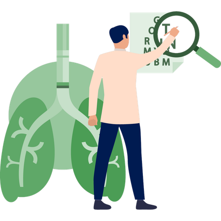 Homme recherchant à l'aide d'une loupe  Illustration