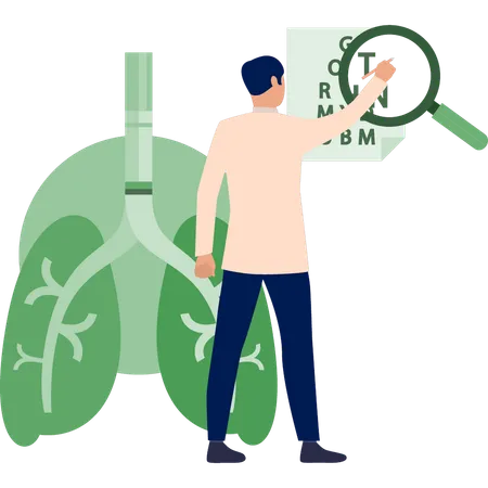 Homme recherchant à l'aide d'une loupe  Illustration