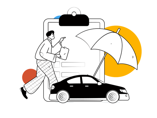 Homme à la recherche d'une assurance automobile  Illustration