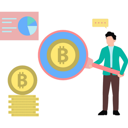 Homme recherchant Bitcoin  Illustration