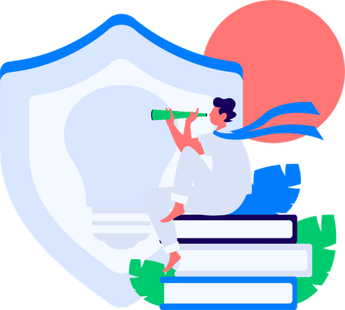 Homme à la recherche d'une idée de droit d'auteur pour un livre  Illustration
