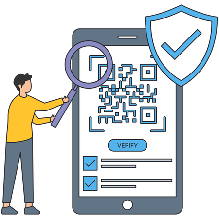 Vérification QR de recherche d'homme  Illustration