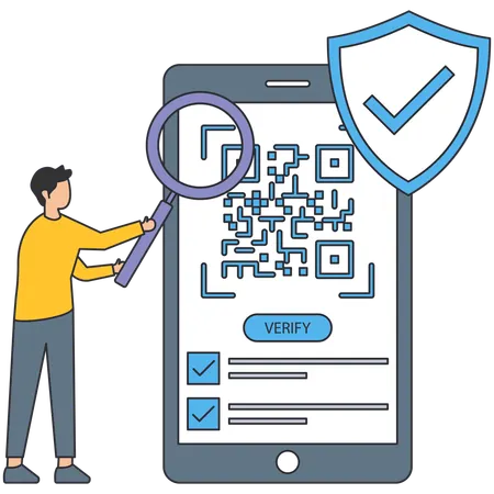 Vérification QR de recherche d'homme  Illustration