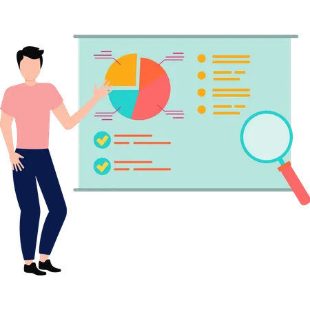 Recherche d'homme sur l'analyse commerciale  Illustration