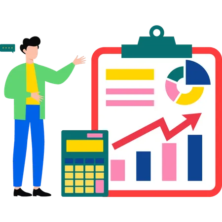 Homme regardant le graphique d’analyse  Illustration