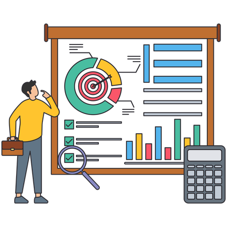 Homme regardant Calcul du budget  Illustration