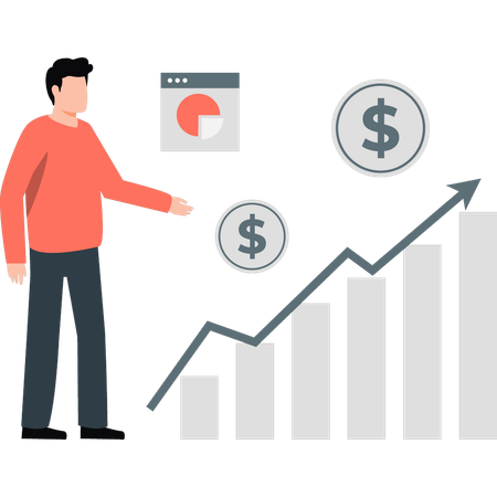 Homme regardant un graphique d'affaires  Illustration