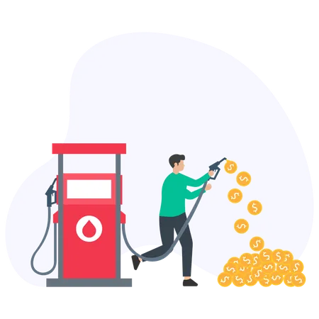 Homme regardant du carburant cher  Illustration