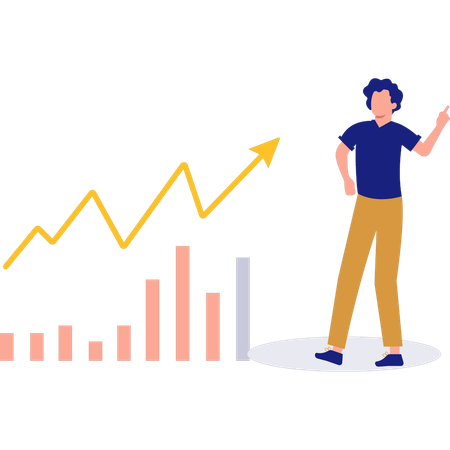 Homme regardant un graphique croissant  Illustration