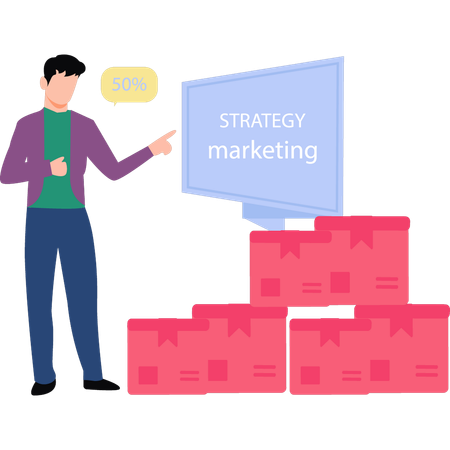 Homme regardant la stratégie marketing  Illustration