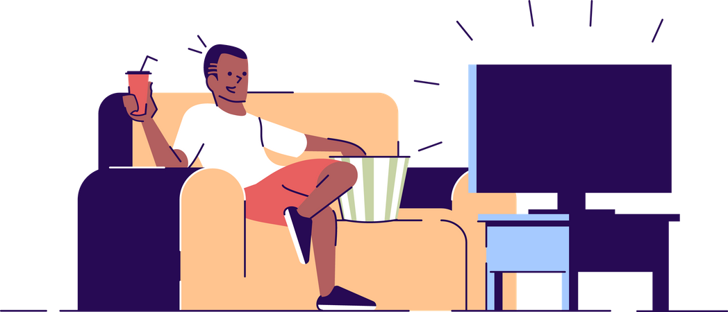 Homme regardant la télévision  Illustration