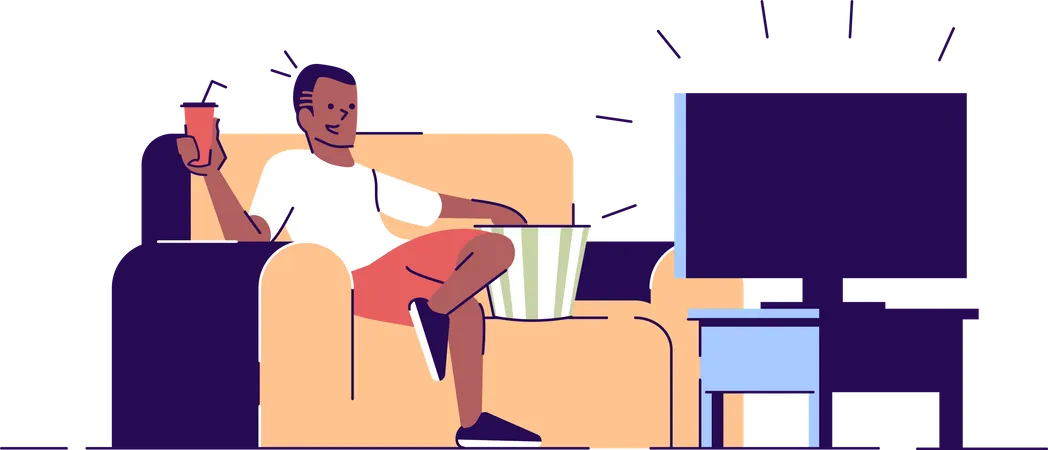 Homme regardant la télévision  Illustration