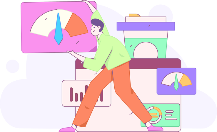 Homme regardant la vitesse du Web  Illustration