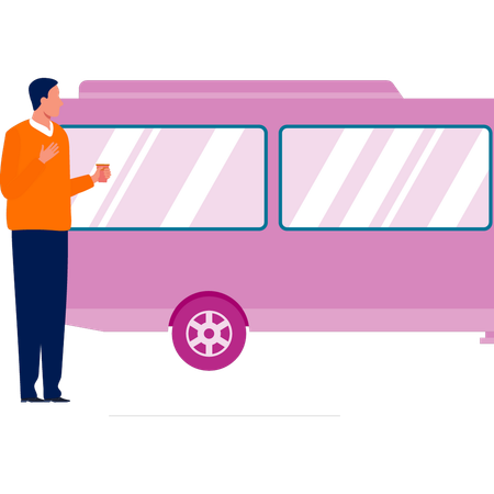 Homme regardant le bus  Illustration